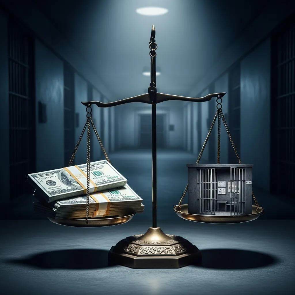 Larceny in Ontario: What It Means and Your Legal Defences 2 Scales of justice with money and a cell icon illustrating larceny penalties