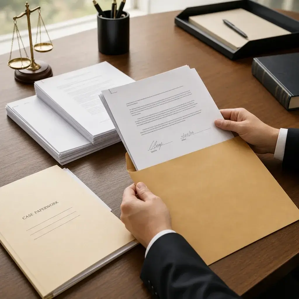 Apology Letter for an Assault Case: Court Sample, Template & What to Say 3 Neatly prepared court documents ready for submission in an envelope.