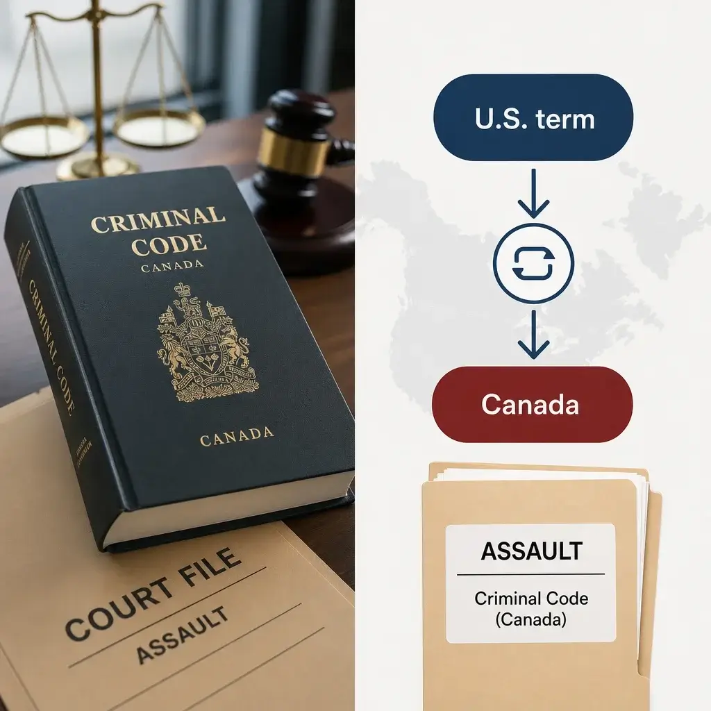 Assault Charges Sentence in Canada: Jail Time, Fines & Aggravated Assault 8 A split-screen concept showing that assault and battery is usually translated into Canadian assault charges.