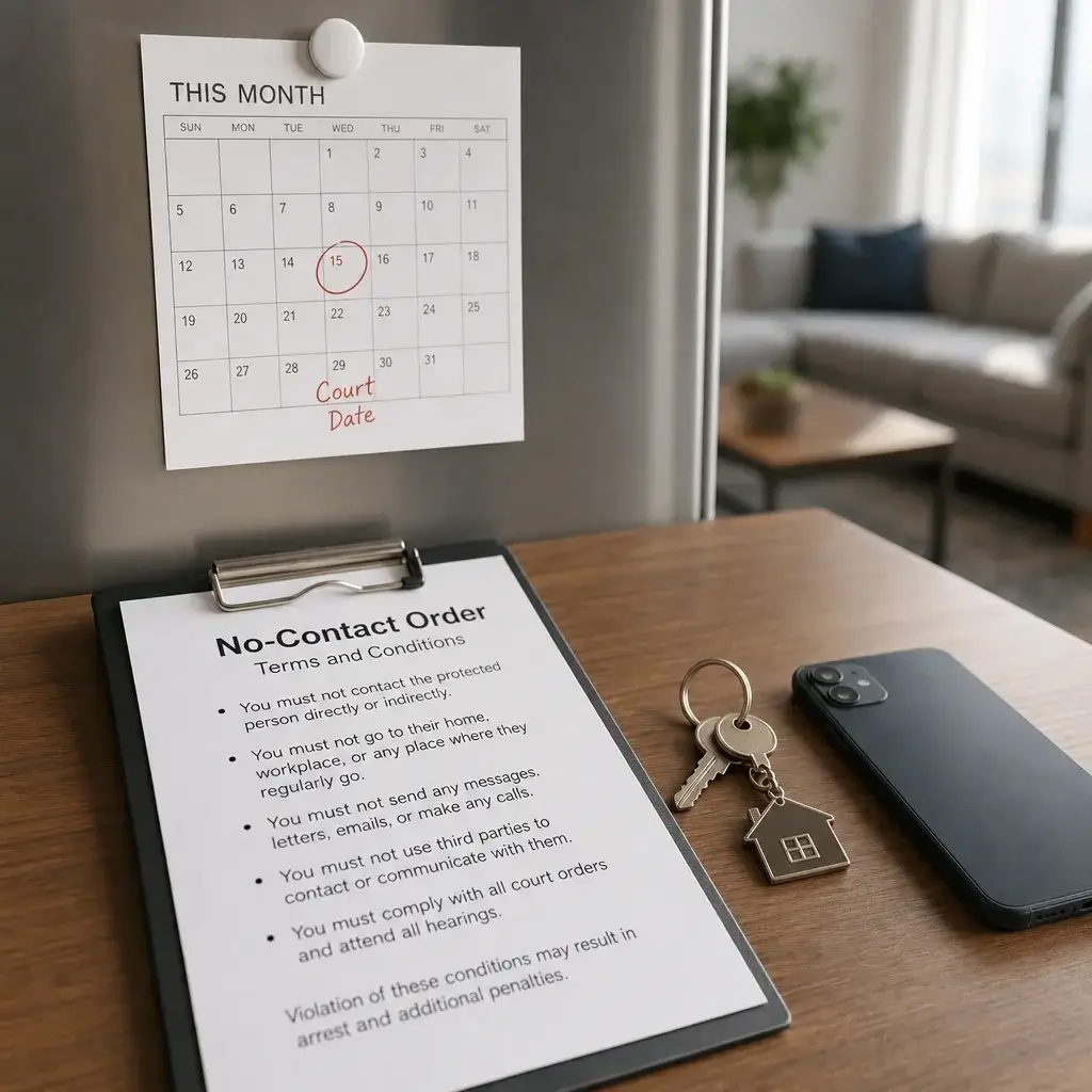 Assault Charges Sentence in Canada: Jail Time, Fines & Aggravated Assault 13 A household scene illustrating bail conditions and no-contact release terms.