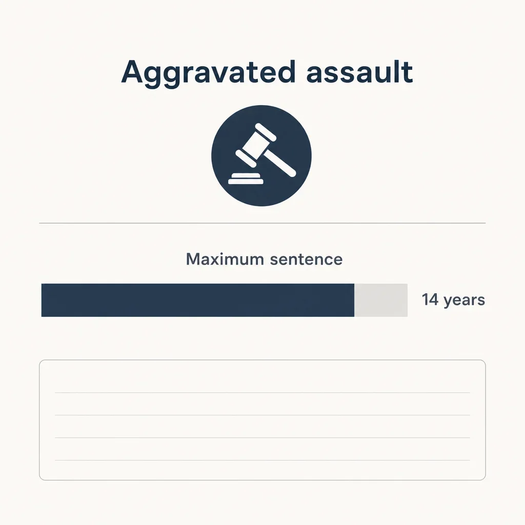 Assault With a Weapon Charge in Canada: Penalties, Defences & Jail Time 7 A simple chart showing the maximum sentence for aggravated assault.