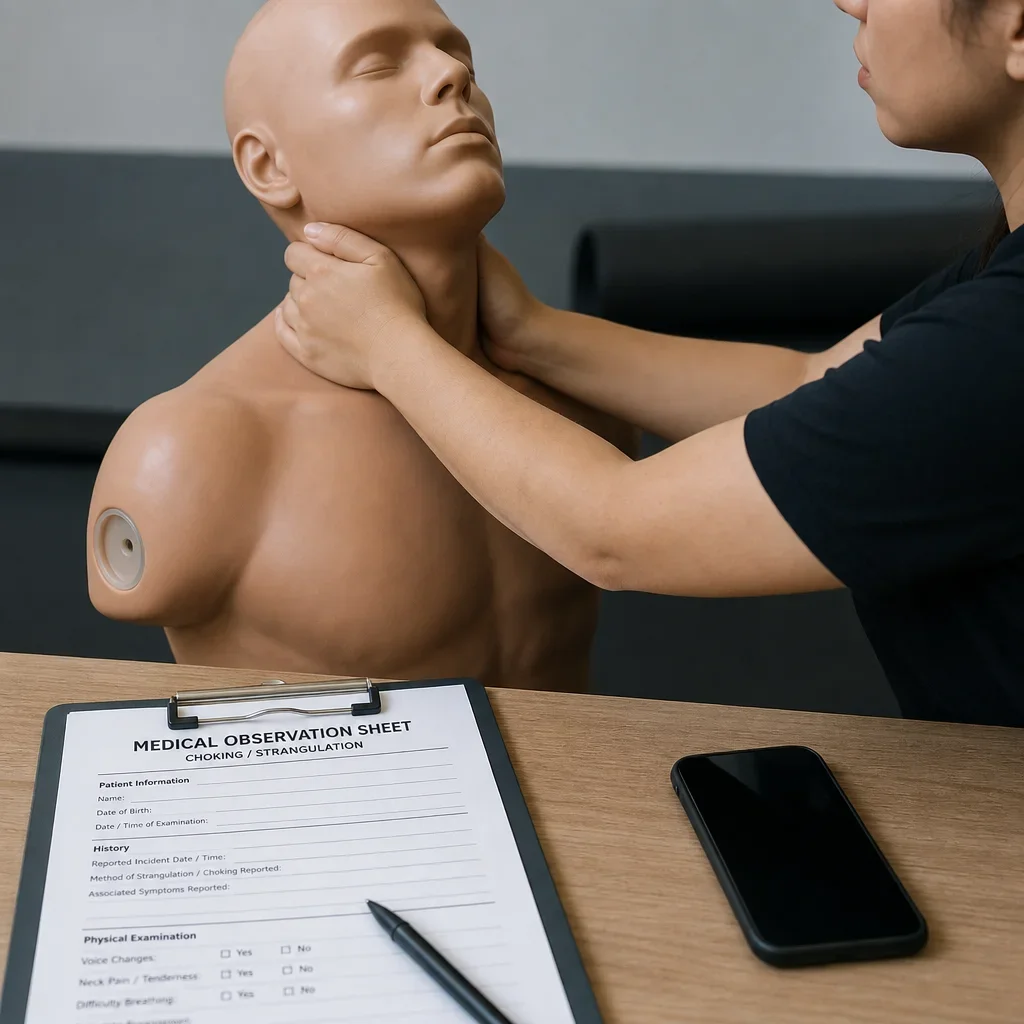 Assault With a Weapon Charge in Canada: Penalties, Defences & Jail Time 5 A non-graphic scene representing choking or strangulation allegations and medical evidence.