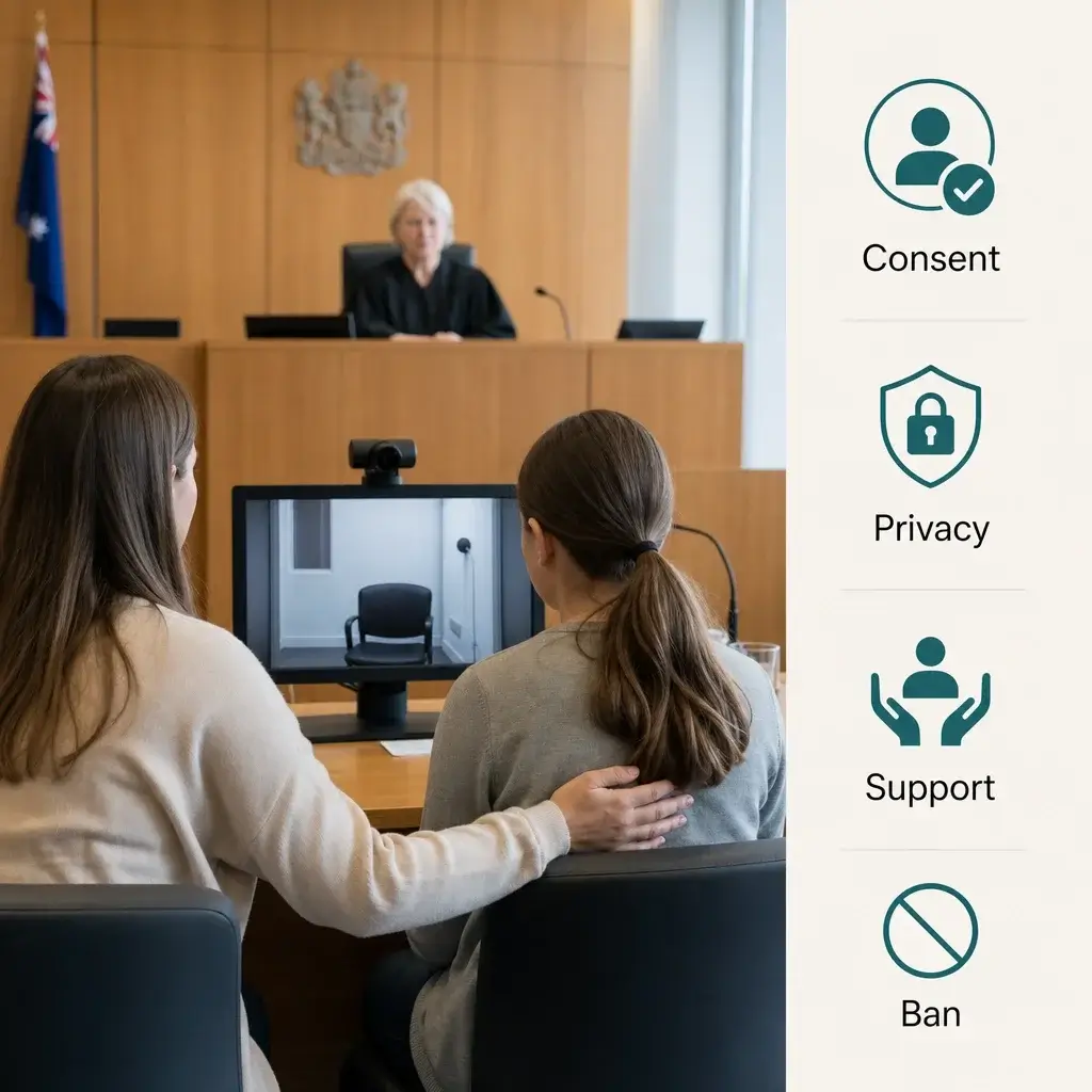 Assault Trial Process in Canada: From Charge to Verdict 8 A sexual assault court support setup with privacy screening and testimonial aids.