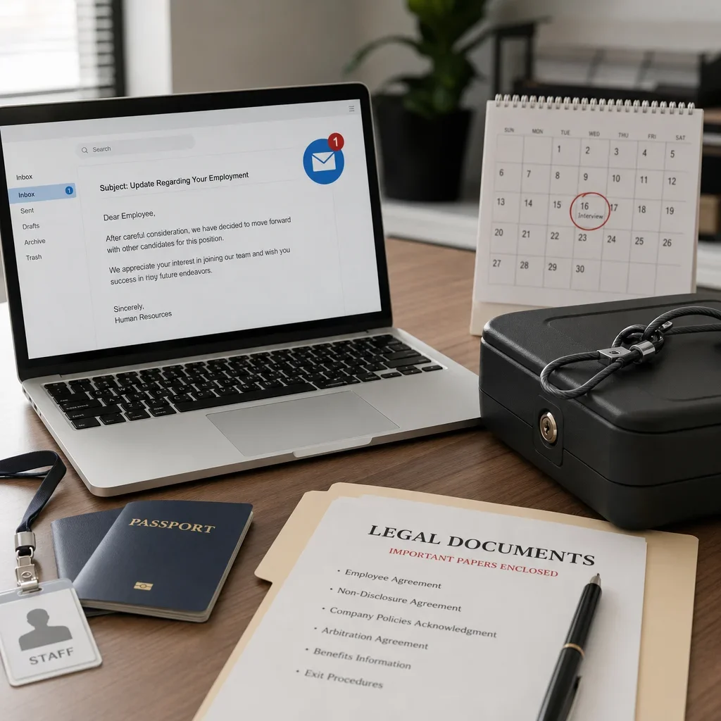 Domestic Assault False Allegations in Ontario: What to Do Now 7 Work, travel, and legal documents on a desk showing case fallout.