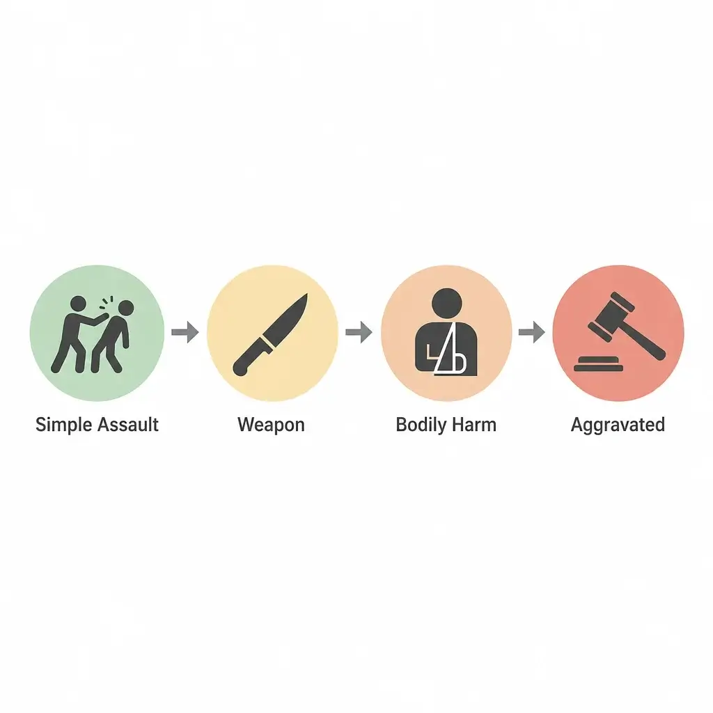 Can You Go to Jail for Assault in Canada? Jail Time by Charge 2 A simple diagram comparing the severity of different assault charges.
