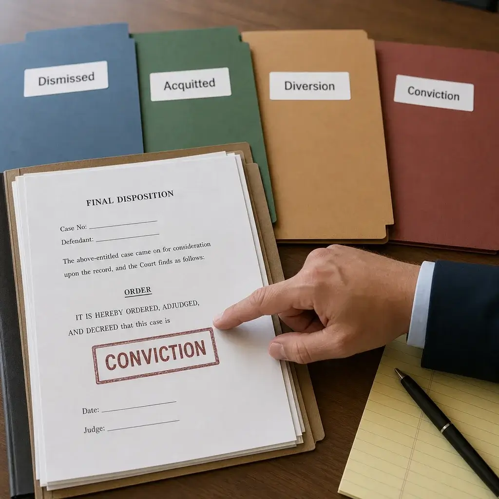 Can Assault and Battery Charges Be Expunged? Eligibility, Sealing, and Next Steps 1 A legal file with different case outcomes highlighted on paperwork.