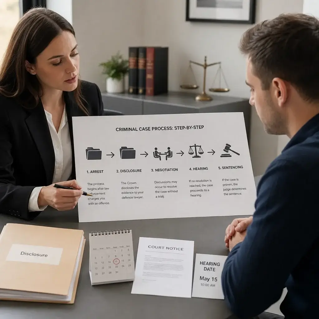 Can You Go to Jail for Assault in Canada? Jail Time by Charge 3 A lawyer and client reviewing the steps that follow an assault charge.
