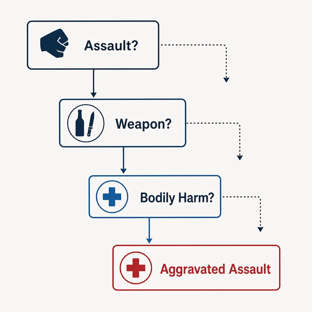 Assault, Bodily Harm & Aggravated Assault in Canada: Charges, Proof & Sentences 3 A decision tree showing how police and the Crown choose between assault charge levels.