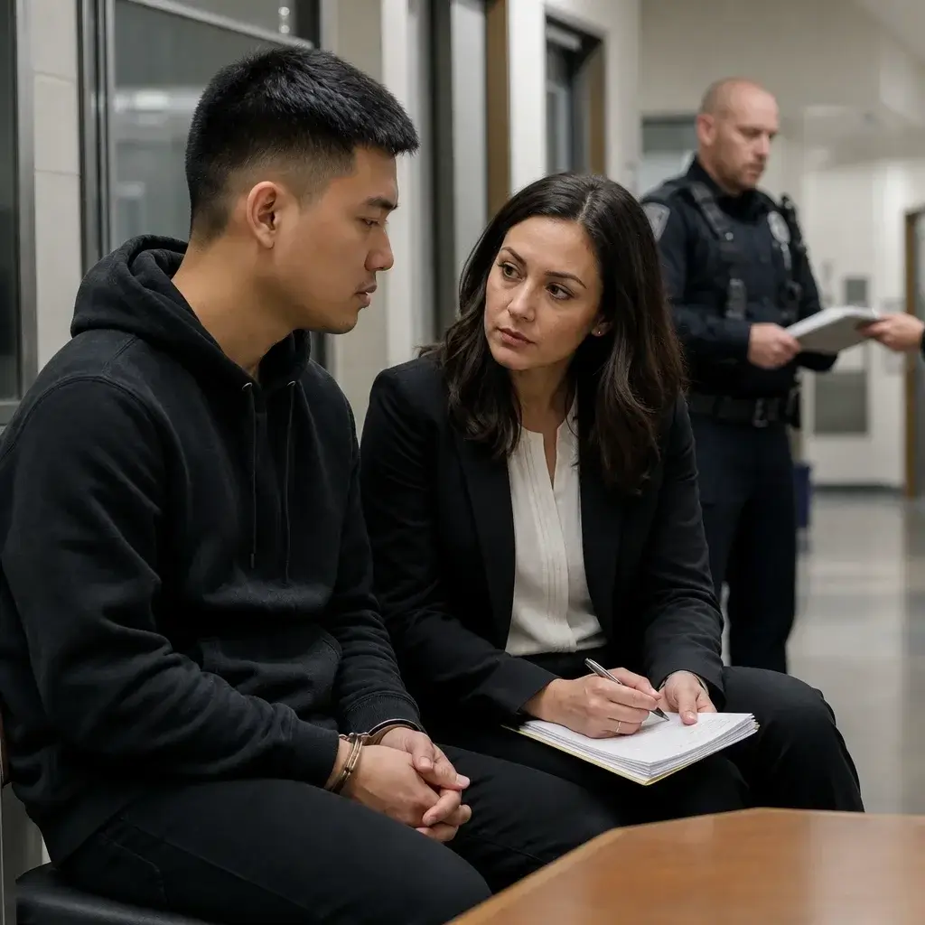 Can a Domestic Assault Allegation Violate Probation in Canada? 2 A person with a lawyer during the early post-arrest process.